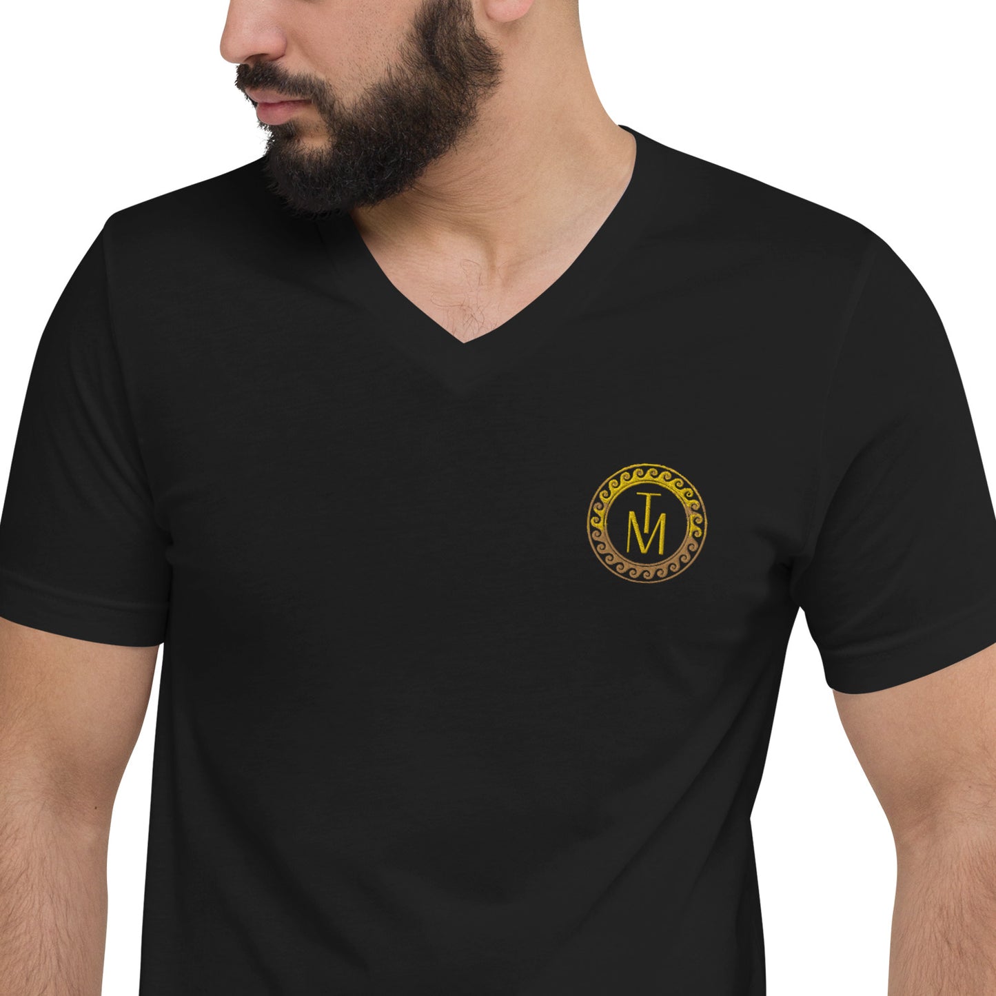 TM Logo Circle Wave Short Sleeve V-Neck T-Shirt