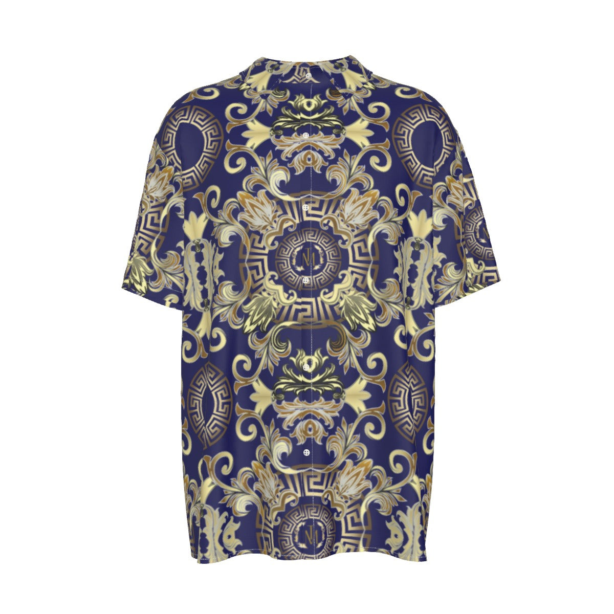 TM Greca Blue Smooth Short Sleeve Shirt