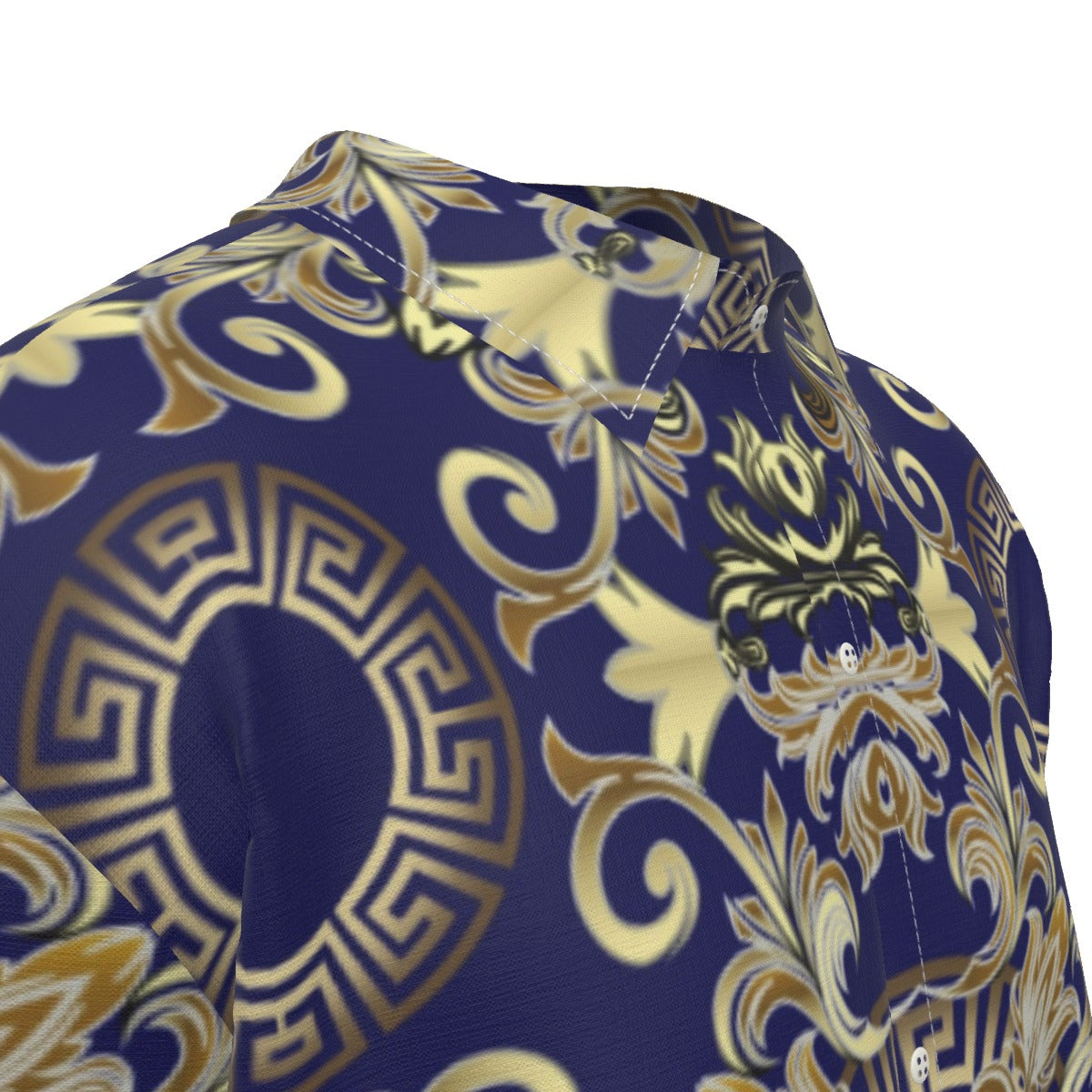 TM Greca Blue Smooth Short Sleeve Shirt