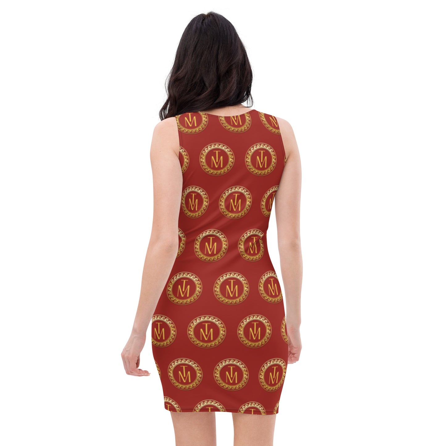 TM Luxury Full Burgundy Gold Logo Dress