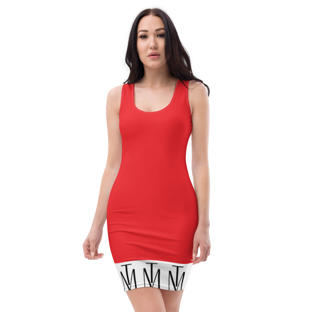 TM Royal Red Dress white blk TM logo